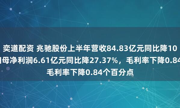 奕道配资 兆驰股份上半年营收84.83亿元同比降10.89%，归母净利润6.61亿元同比降27.37%，毛利率下降0.84个百分点